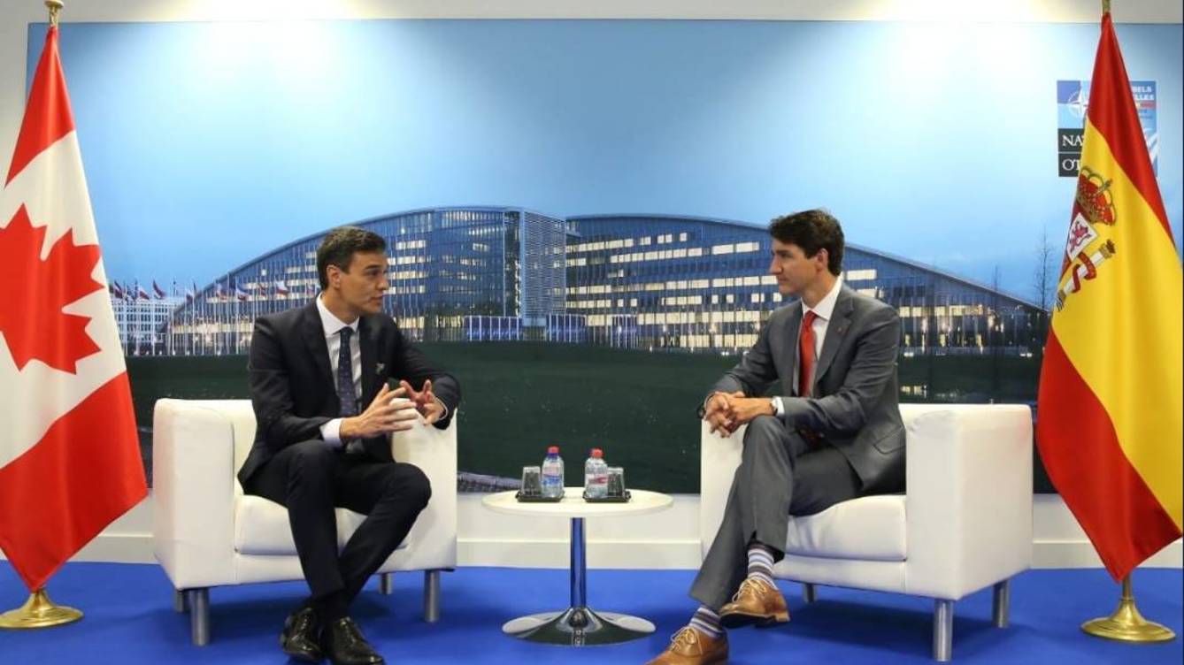 Trudeau rinde grandes honores al presidente de España Pedro Sánchez