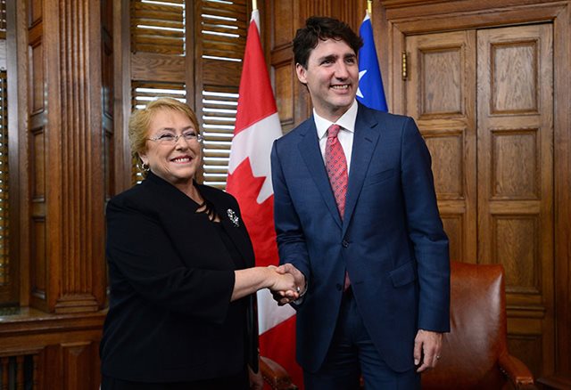 Presidenta de Chile, Michelle Bachelet, está de visita oficial en Canadá
