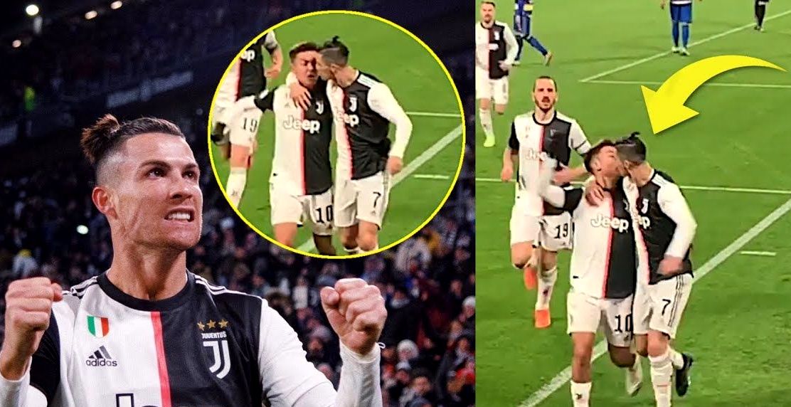 Viral se volvió el beso entre Cristiano Ronaldo y Paulo Dybala tras un golazo 